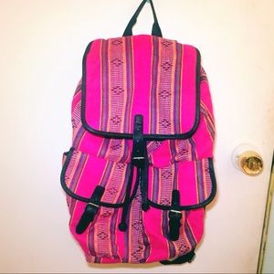 Mossimo Fuchsia Multicolor Woven Print Backpack
